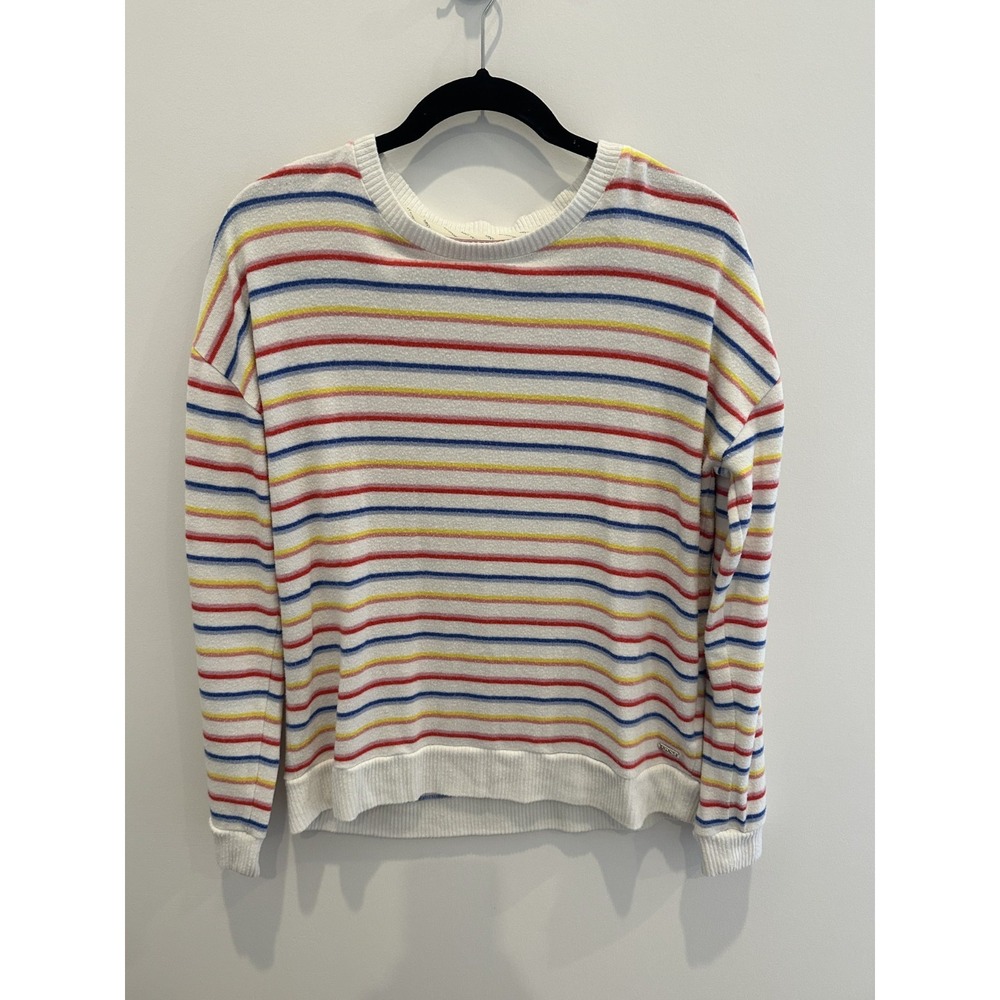 Marc New York Performance Womens Large Striped Knit Long Sleeve Top Multi Color